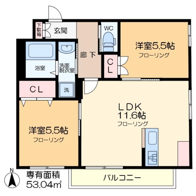 GRAN VILLA(2LDK/3階)の間取り写真