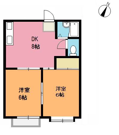 ハイツKB(2DK/2階)の間取り写真