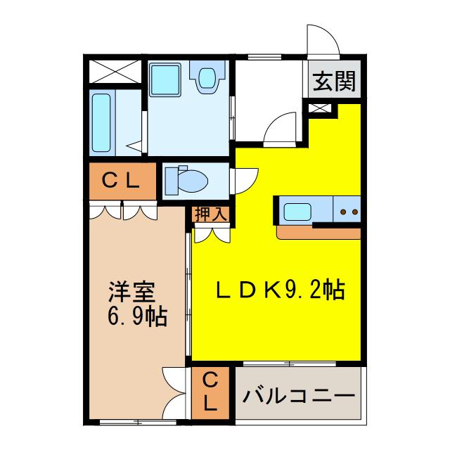 ソラーク(1LDK/2階)の間取り写真
