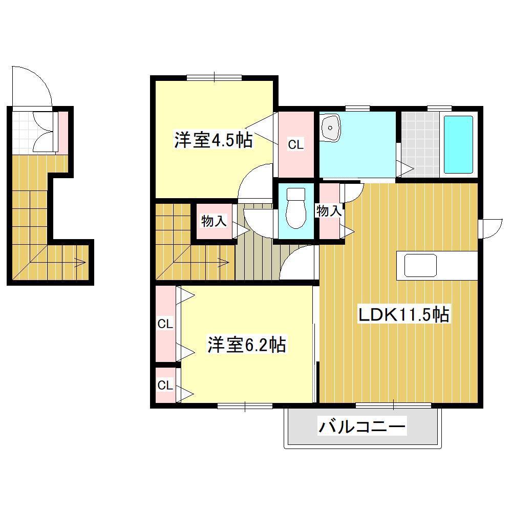プルミエール(2LDK/2階)の間取り写真