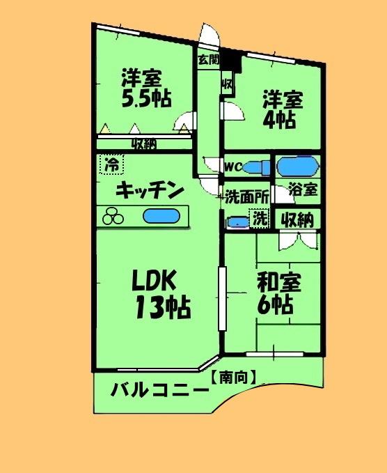モンシャトー5(3LDK/4階)の間取り写真