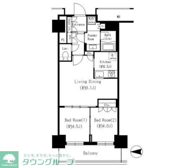 キャナルスクウェア豊洲(2LDK/4階)の間取り写真
