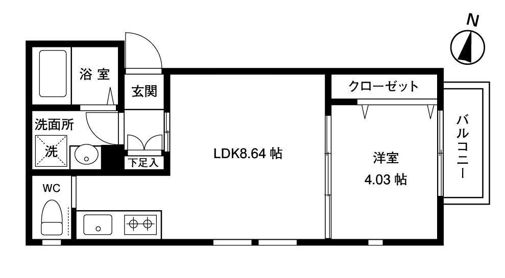 FLATS等々力(1LDK/2階)の間取り写真