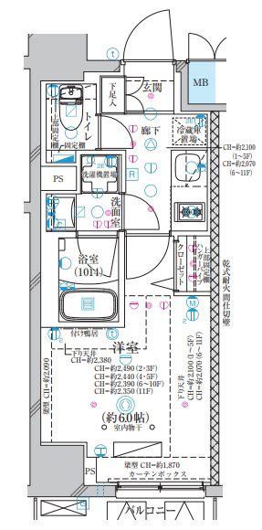 ディアレイシャス大須観音III(1K/8階)の間取り写真