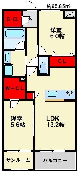 TOWA(2LDK/2階)の間取り写真