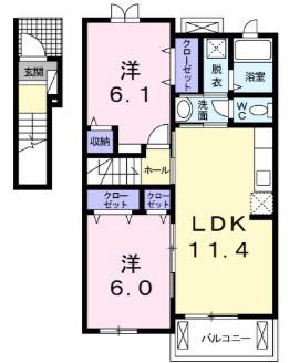 Nゲート II(2LDK/2階)の間取り写真