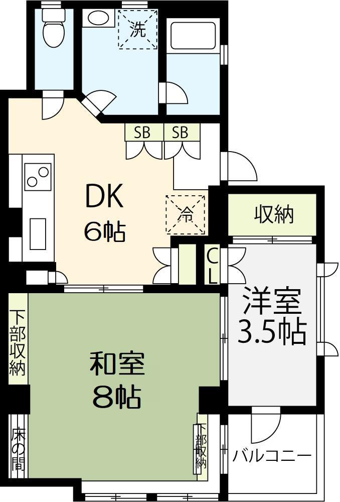 プロヴァンスM(2DK/2階)の間取り写真