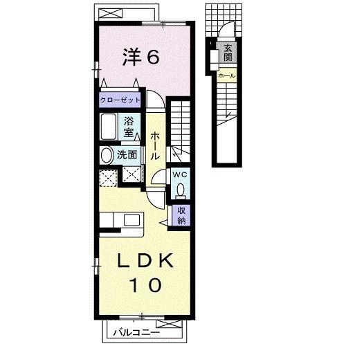 BELL一色(1LDK/2階)の間取り写真