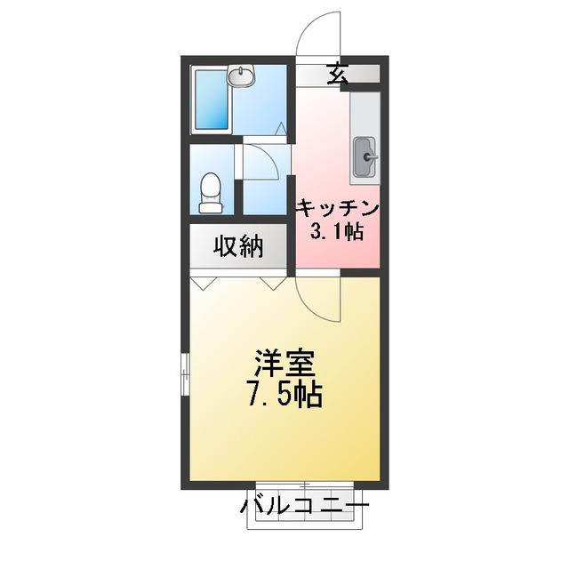 ヴェール金沢八景(1K/1階)の間取り写真