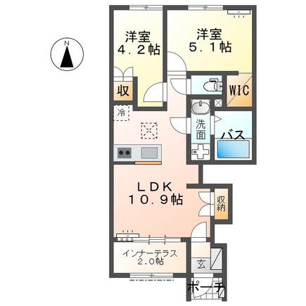 CHARMANT(2LDK/1階)の間取り写真