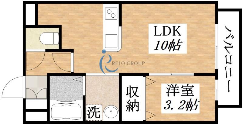 エーデ田辺(1LDK/1階)の間取り写真