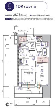 シーフォルムカワサキ(1DK/12階)の間取り写真