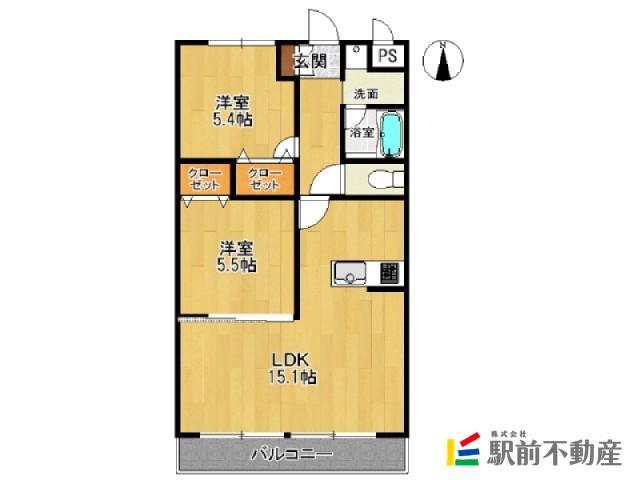 ラディスター(2LDK/1階)の間取り写真