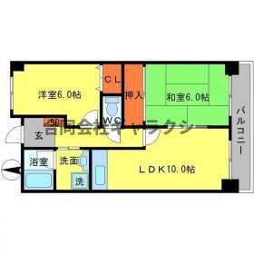 山田マンションビューテラス(2LDK/3階)の間取り写真