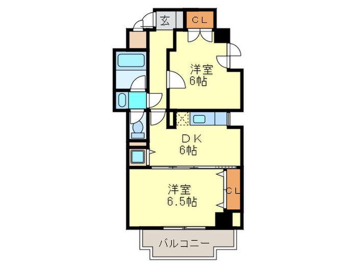 Kステーション大橋(2DK/7階)の間取り写真