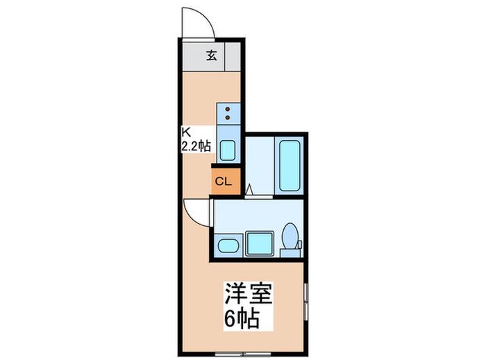 クレストコート東林間(1K/1階)の間取り写真