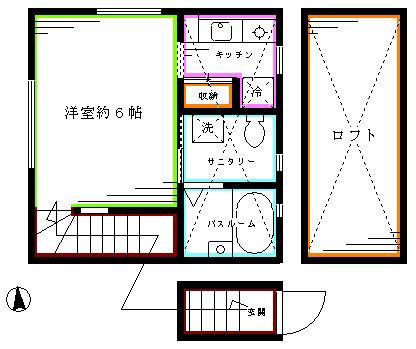VILLA花水木(1K/2階)の間取り写真