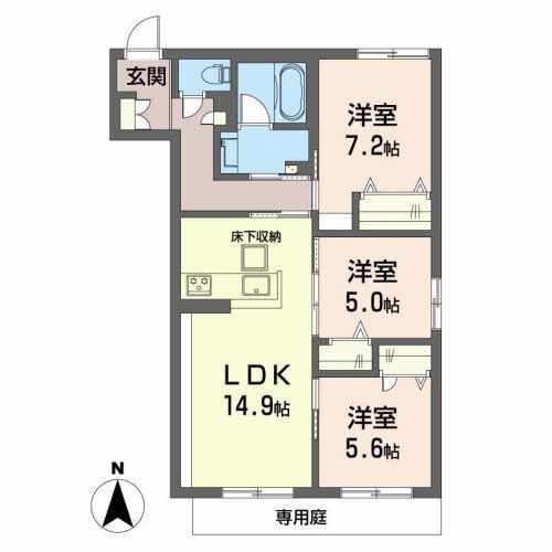シャーメゾンリラフォート(3LDK/1階)の間取り写真