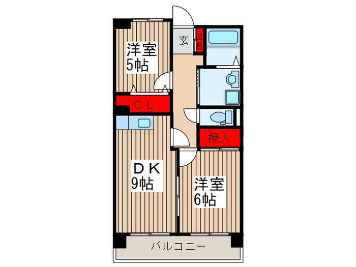 ルプソアール(2DK/3階)の間取り写真