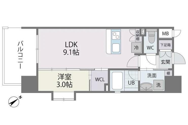 サニークレスト東比恵II(1LDK/4階)の間取り写真