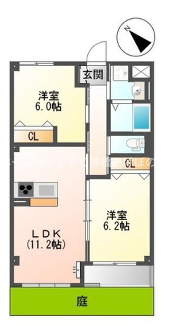 PRUCILU(2LDK/1階)の間取り写真