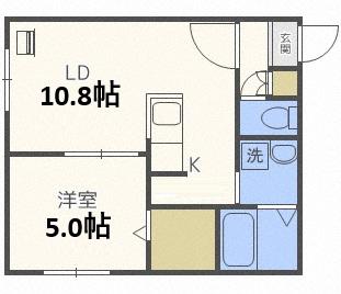 アンダーズ江別野幌(1LDK/1階)の間取り写真