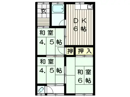 松ノ浜荘(3DK/1階)の間取り写真