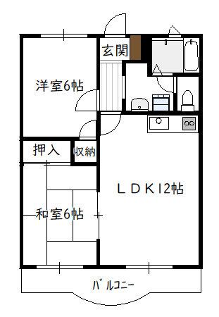 ディアコート(2LDK/3階)の間取り写真