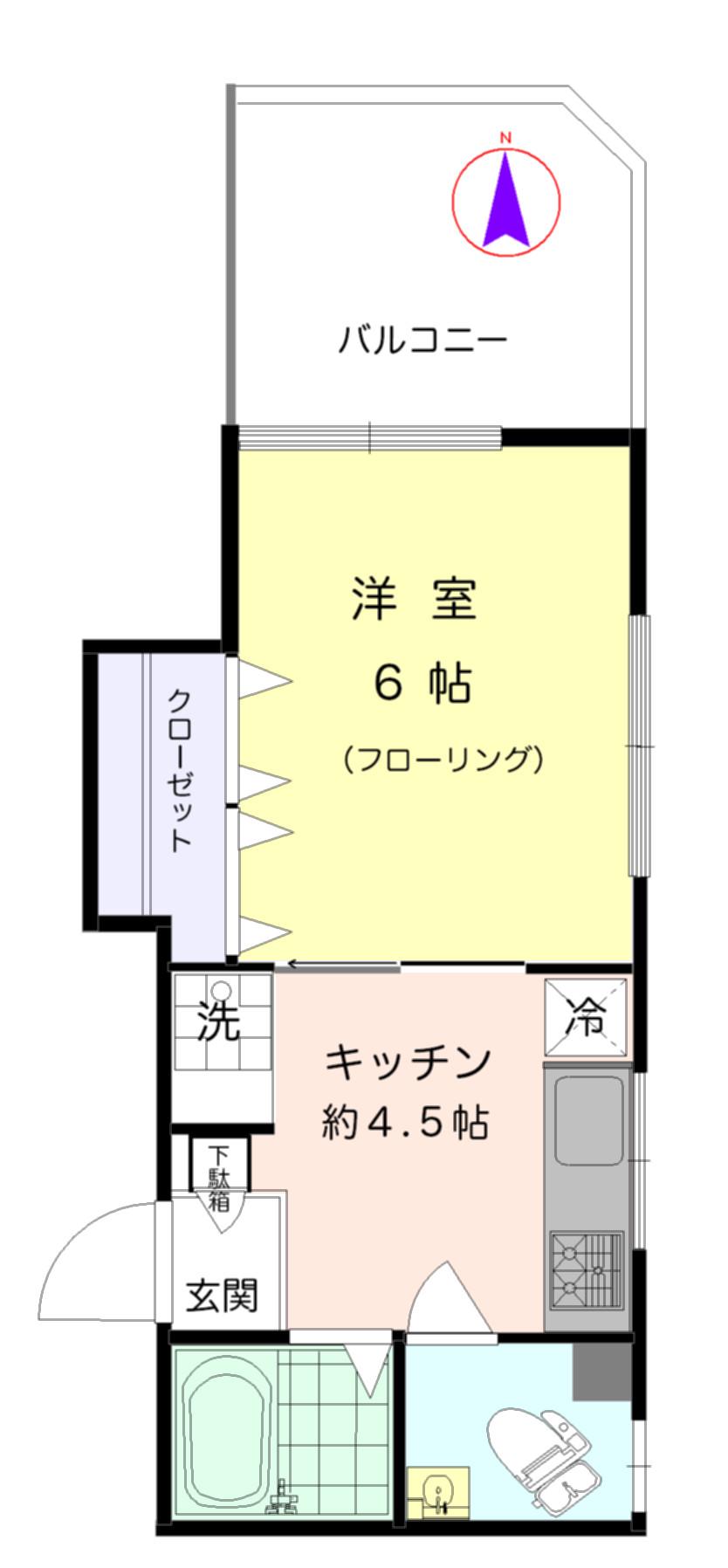 小澤ビル(1K/4階)の間取り写真