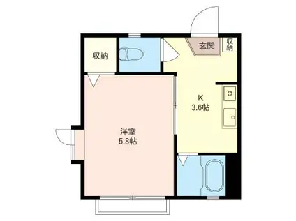 パインヒルズ松庵A(1K/1階)の間取り写真