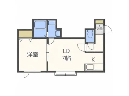 リーフガーデン麻生(1LDK/3階)の間取り写真