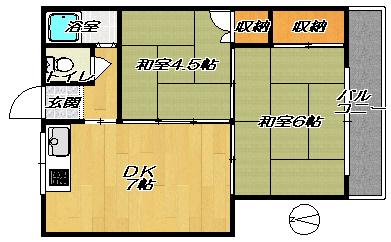 菊地マンション(2DK/2階)の間取り写真