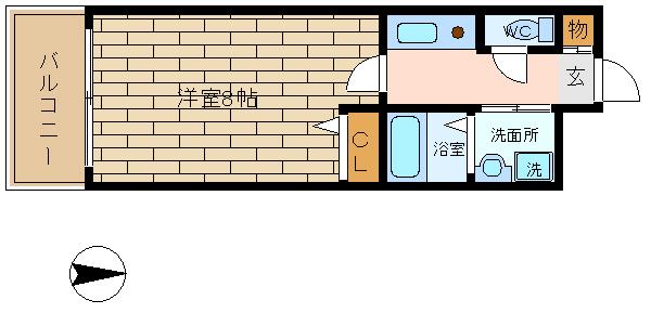 アミーグランコート三宮(1K/11階)の間取り写真