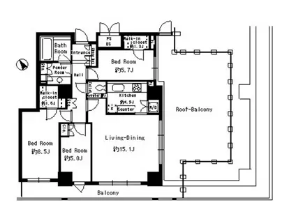 パークタワー芝浦ベイワード アーバンW(3LDK/27階)の間取り写真
