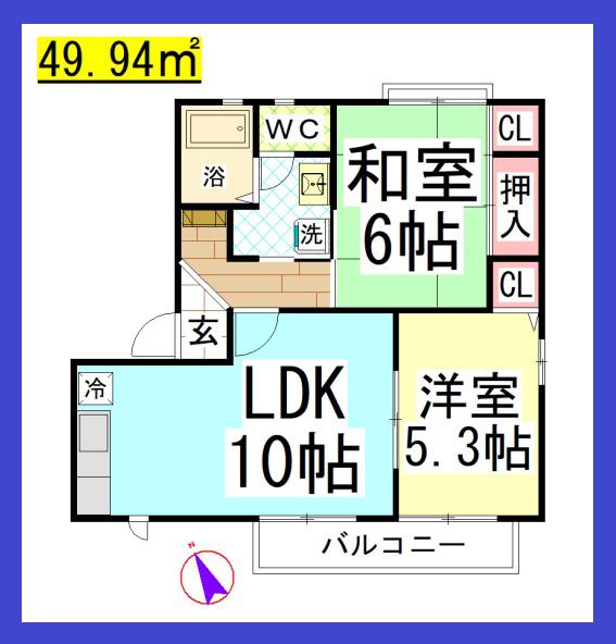 JHヴェルドミール壱番館 (2LDK/1階)の間取り写真