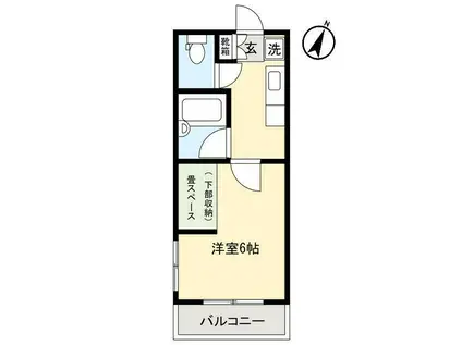 ウイングパレス飯塚(1K/2階)の間取り写真