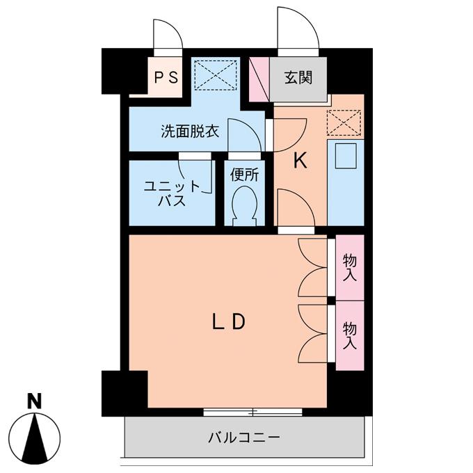 リバティープラザ東堀I(1K/5階)の間取り写真