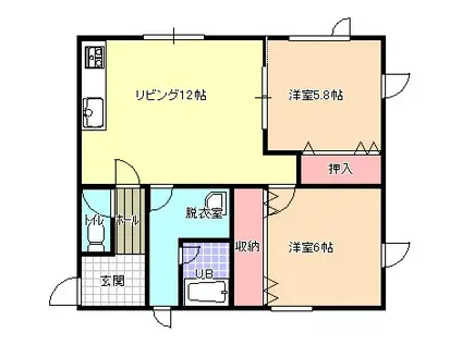 ひまわりハイツ3(2LDK/2階)の間取り写真