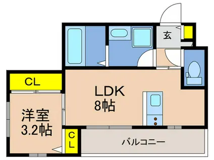 エハコ日暮通(1LDK/4階)の間取り写真