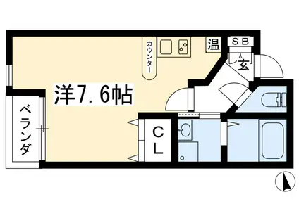 ROYAL STAGE 上賀茂(1K/2階)の間取り写真