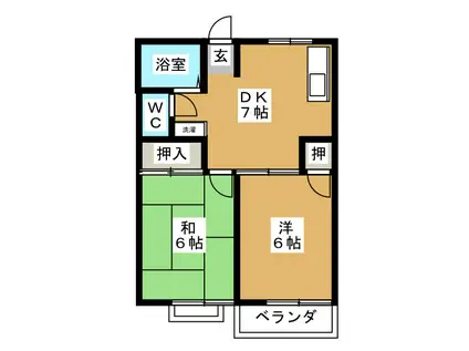 アーバンハイツ元町(2DK/2階)の間取り写真