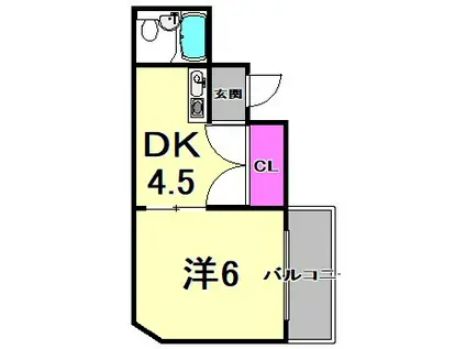立花スプリングス(1DK/4階)の間取り写真
