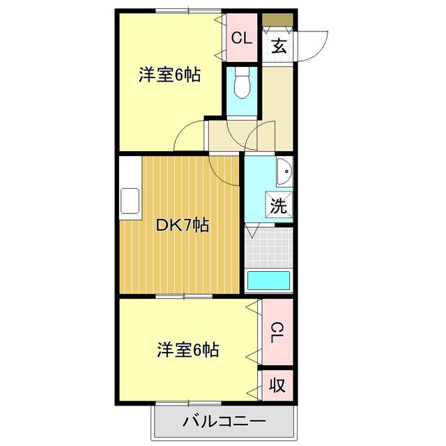 グレイス五台山(2DK/2階)の間取り写真
