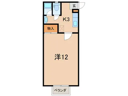 エルミタージュ(1K/1階)の間取り写真