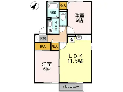 コーポタナカABA(2LDK/2階)の間取り写真