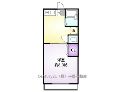 穴井アパート(1DK/2階)の間取り写真