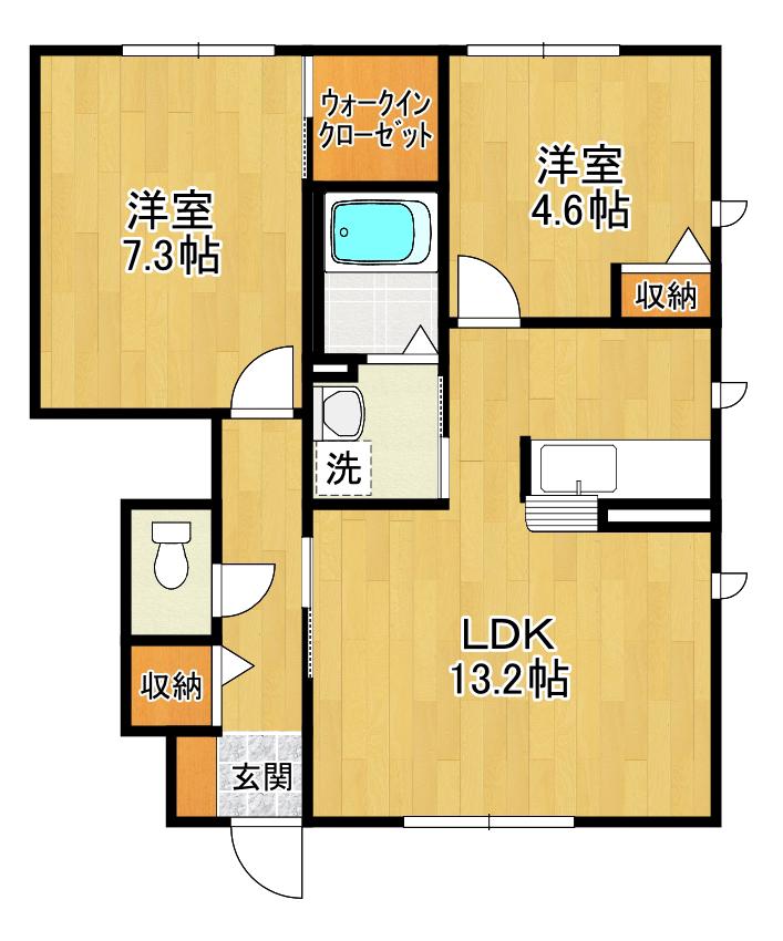 アネックスミオンB(2LDK/1階)の間取り写真