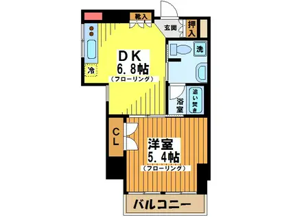 モン・ヴィラージュ仙川(1DK/6階)の間取り写真