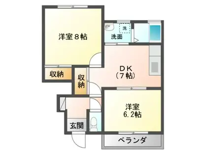 パストラル下田アパート(2DK/1階)の間取り写真