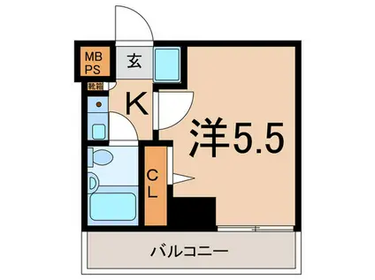 クリオ大口壱番館(1K/4階)の間取り写真